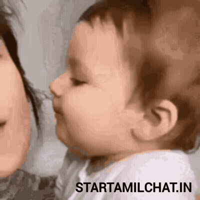 Baby Sniffing Woman's Nose StartTamilChat GIF