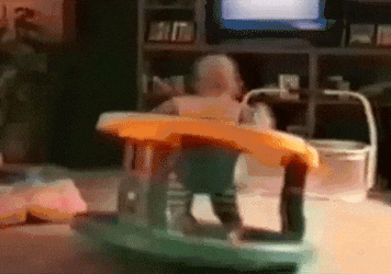 Baby Spinning Like A Banana On Walker GIF