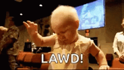 Baby Standing In Front Of Screen Saying Lawd GIF