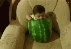Baby Stuck In Watermelon GIF