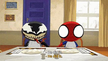 Baby Venom & Baby Spiderman GIF