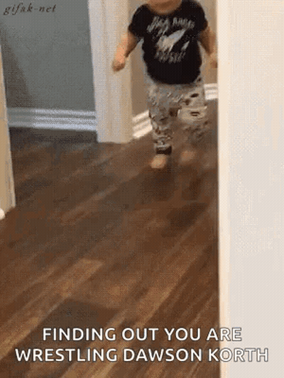 Baby Walking Down Hallway Finding Out Wrestling Dawson Korth GIF