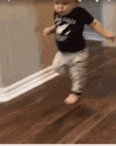 Baby Walking With Toilet Paper Roll GIF