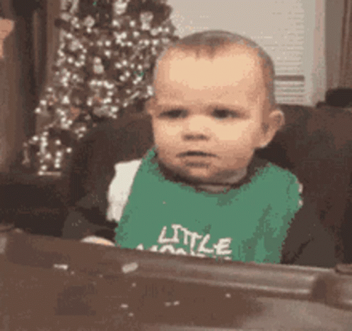 Baby Wearing Little Man Bib GIF