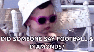 Baby Wearing Sunglasses And Hat Saying Did Someone Say Football And Diamonds GIF
