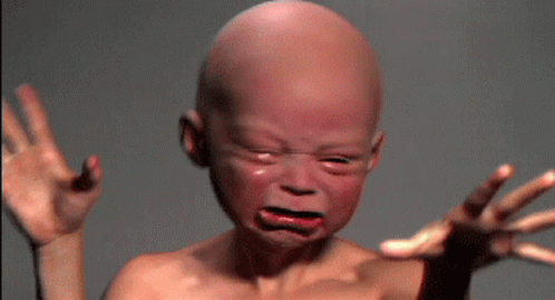 Baby With Bald Head Crying With Mouth Open GIF