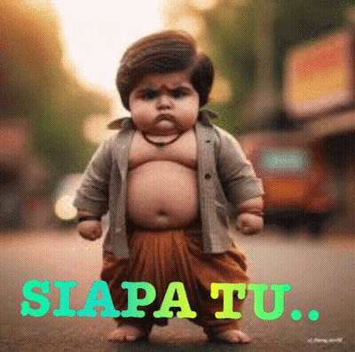 Baby With Big Belly Standing On Street Saying Siapa Tu GIF