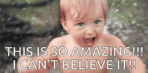 Baby With Caption This Is So Amazing I Can't Believe It GIF