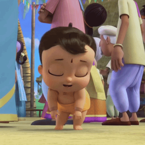 Baby With Eyes Closed Walking In Crowd GIF