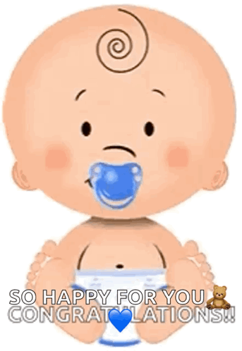 Baby With Pacifier Holding Bottle Congratulations GIF