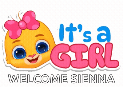 Baby With Pink Bow It's A Girl Welcome Sienna GIF