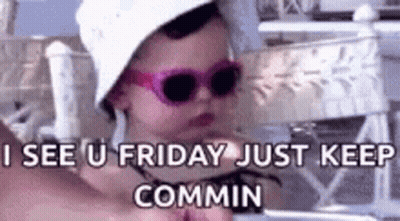 Baby With Sunglasses And White Hat Being Held GIF