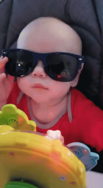 Baby With Sunglasses In Stroller GIF