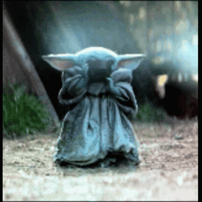 Baby Yoda Covering Eyes Standing GIF
