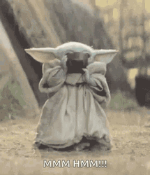 Baby Yoda Drinking Hmm GIF