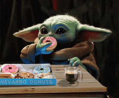 Baby Yoda Eating Donut GIF