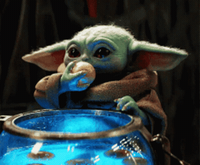 Baby Yoda Eating Donut GIF