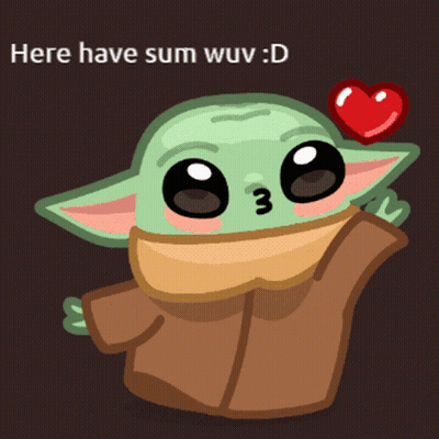 Baby Yoda Here Have Sum Wuv GIF