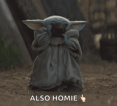 Baby Yoda Holding Bowl Also Homie GIF