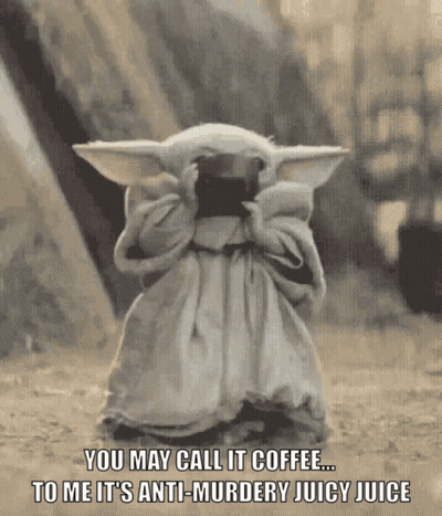 Baby Yoda Holding Coffee GIF