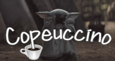 Baby Yoda Holding Coffee With Copeucccino GIF