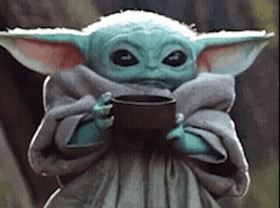 Baby Yoda Holding Coffee