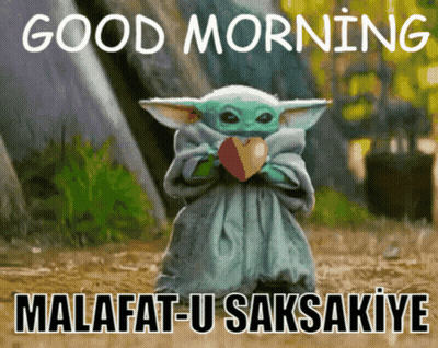 Baby Yoda Holding Heart Saying Good Morning GIF