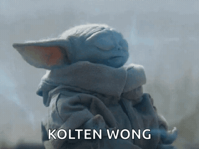 Baby Yoda Holding Phone Saying Kolten Wong GIF