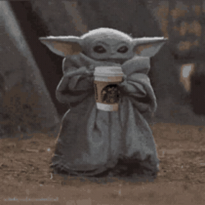 Baby Yoda Holding Starbucks Coffee GIF