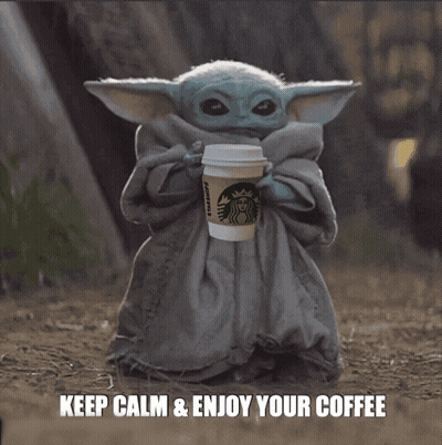 Baby Yoda Holding Starbucks Coffee GIF