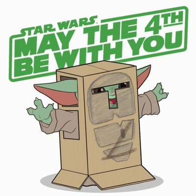 Baby Yoda In Cardboard Box With Star Wars May The 4Th GIF