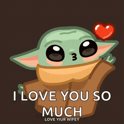 Baby Yoda Kissing Red Heart GIF