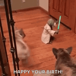 Baby Yoda Light Saber Star Wars Happy Birthday GIF