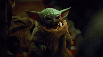 Baby Yoda Looking At Camera With Scarf GIF