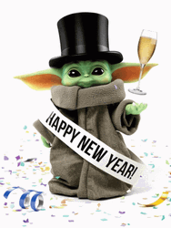 Baby Yoda New Year GIF