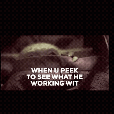 Baby Yoda Peeking To See What He's Working GIF