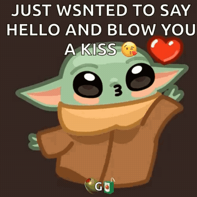 Baby Yoda Saying Hello And Blowing A Kiss GIF