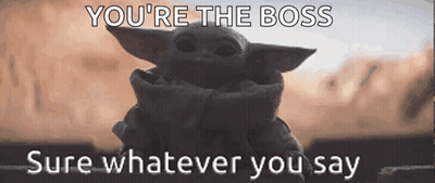 Baby Yoda Saying You're The Boss GIF