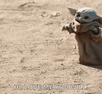 Baby Yoda Says Hi Love Me You Will In Sand GIF