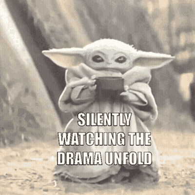 Baby Yoda Silently Watching The Drama Unfold GIF