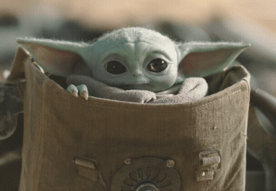 Baby Yoda Sitting In Bag With Letter T GIF