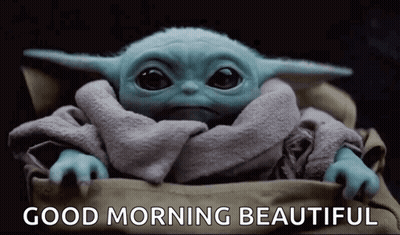 Baby Yoda Sitting In Blanket Saying Good Morning GIF