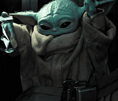 Baby Yoda Sitting in Car Holding Soda