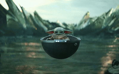 Baby Yoda Sitting Inside Black Ball GIF