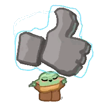 Baby Yoda Sleeping Under Thumbs Up Sticker