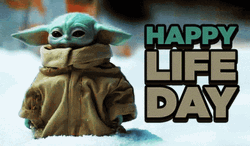Baby Yoda Snow Star Wars Happy Birthday GIF