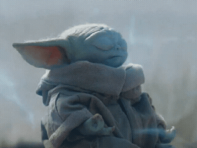 Baby Yoda Statue Eyes Closed GIF