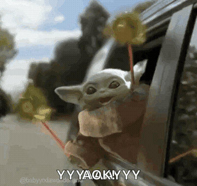 Baby Yoda Sticking Head Out Car Window GIF