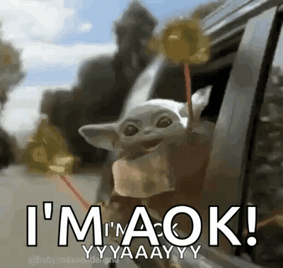 Baby Yoda Sticking Head Out Car Window GIF