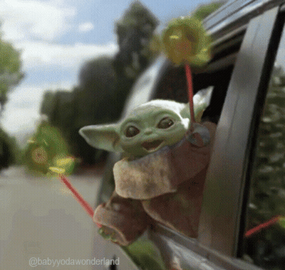 Baby Yoda Sticking Head Out Car Window